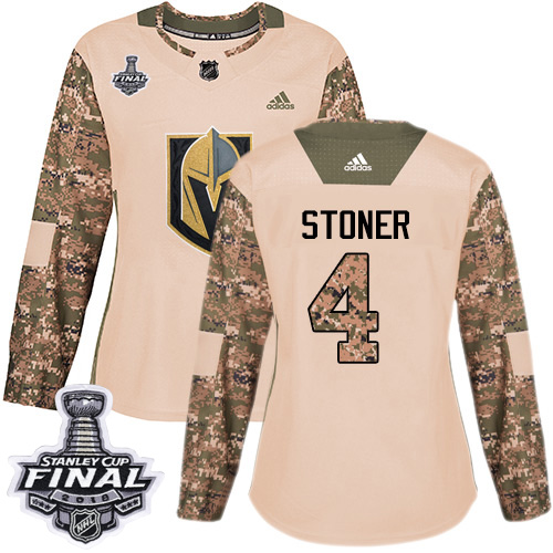 Adidas Golden Knights #4 Clayton Stoner Camo Authentic Veterans Day 2018 Stanley Cup Final Women's Stitched NHL Jersey
